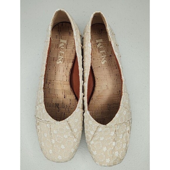 Korks Shoes Womens 9 M Palmer Floral Embroidered Ballet Flats KR0012875 Beige - Picture 4 of 8